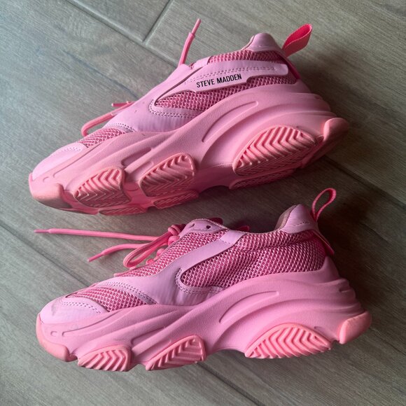 Steve Madden Pink Chunky Sneakers Size 7.5 - Picture 1 of 6